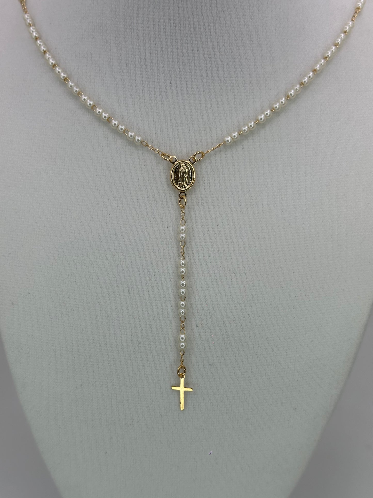 Mini Pearl Rosary Necklace