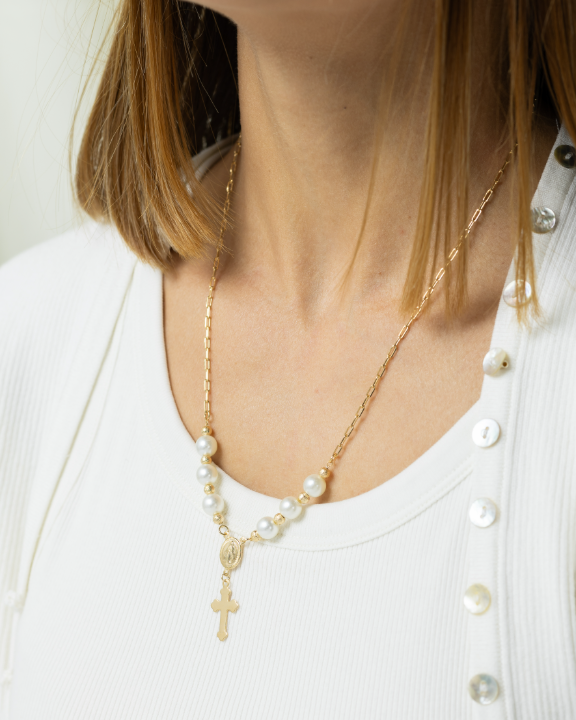 Rosary Virgen Milagrosa Necklace