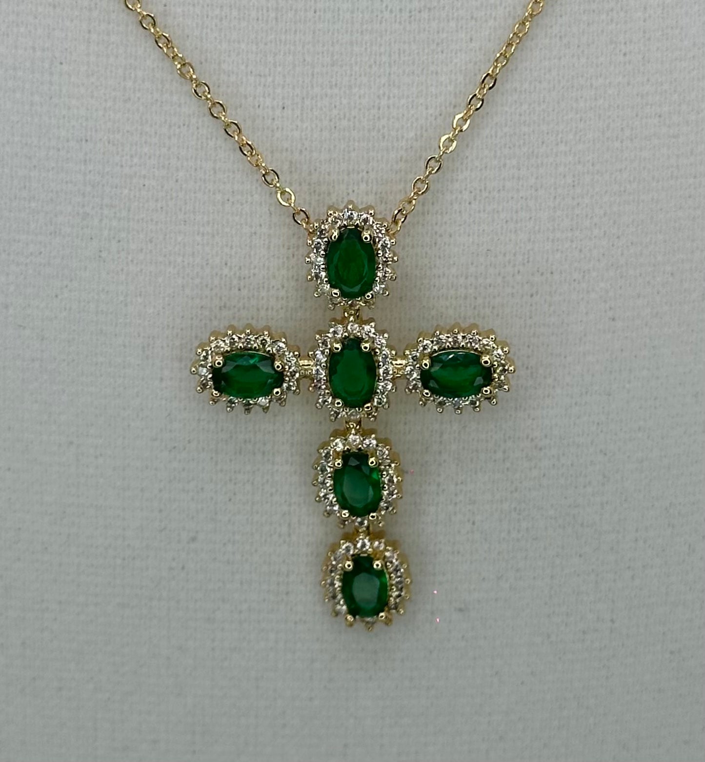 Green Crystal Cross Necklace